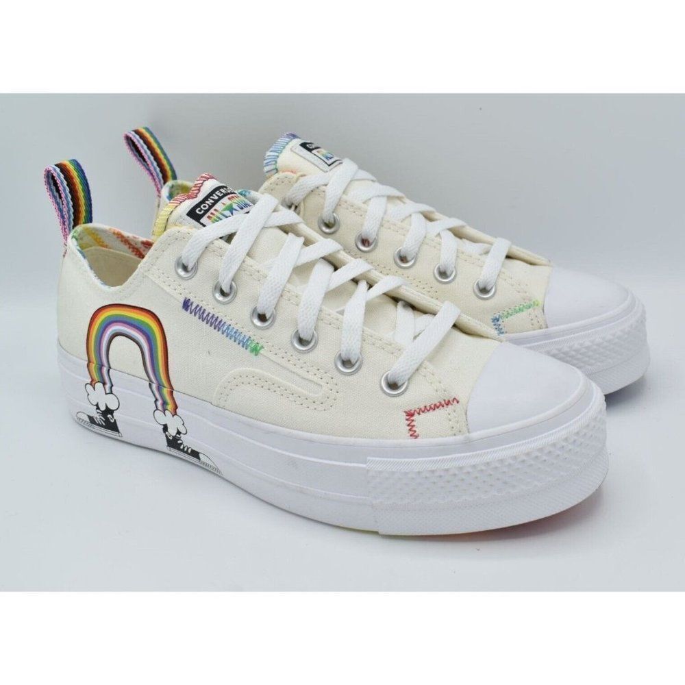 Converse Mens 9.5 Womens 11.5 Chuck Taylor All Star Lift Ox Platform Pride Shoes - Picture 4 of 11